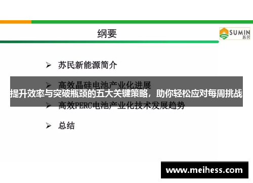 提升效率与突破瓶颈的五大关键策略,助你轻松应对每周挑战 提升效率与突破瓶颈的五大关键策略,助你轻松应对每周挑战